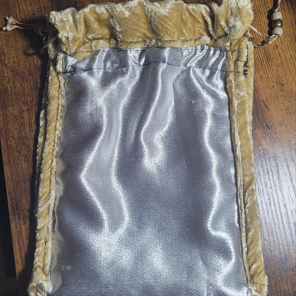 Elegant Velvet Gold/Tan Drawstring Renaissance or Cosplay Bag